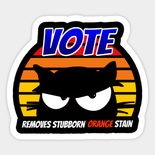 Retro Cat Vote Removes Stubborn Orange Stain Sticker